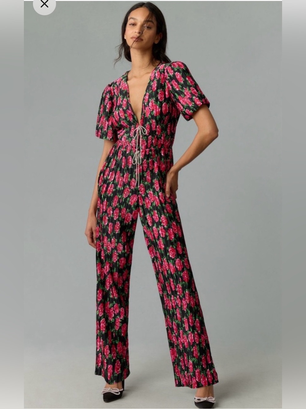 Anthropology WAYF Floral Pink Wide-Leg Jumpsuit. Size L